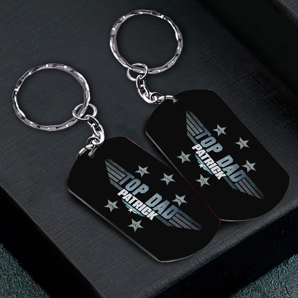 Personalized Stainless Steel Top Dad Keychain - Image 5