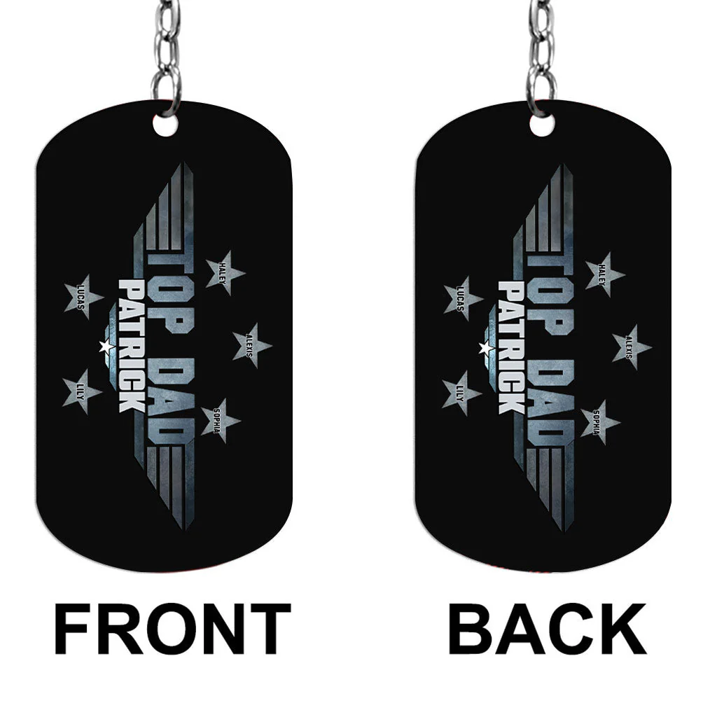 Personalized Stainless Steel Top Dad Keychain - Image 6