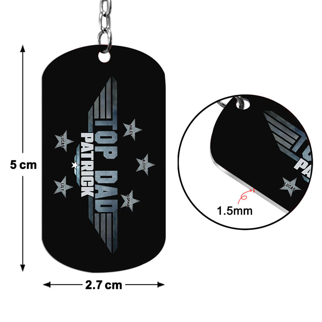 Personalized Stainless Steel Top Dad Keychain - Image 7
