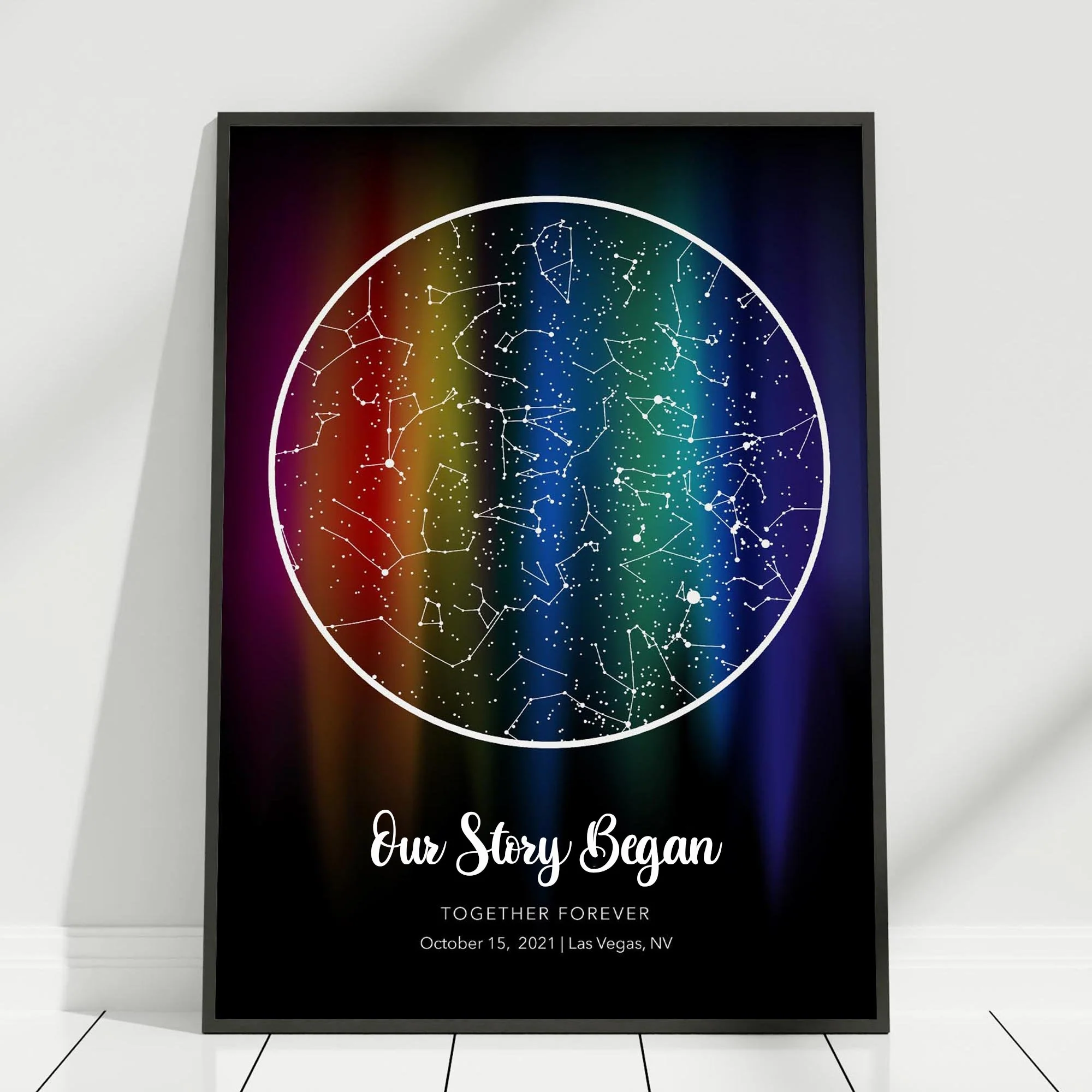 Personalized Star Map LGBTQ Rainbow Canvas Print - Custom Star Map by Date - Image 4