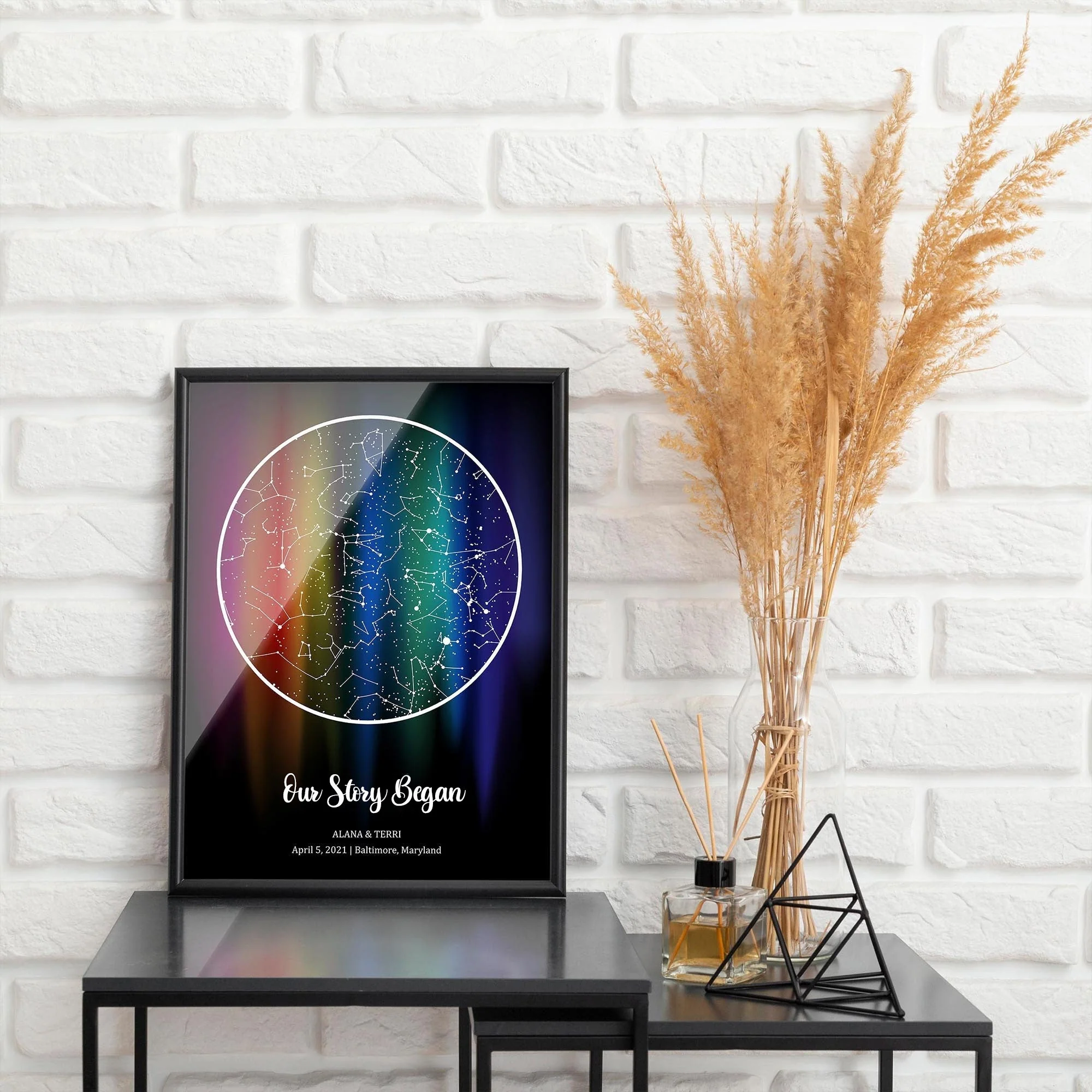 Personalized Star Map LGBTQ Rainbow Canvas Print - Custom Star Map by Date - Image 5