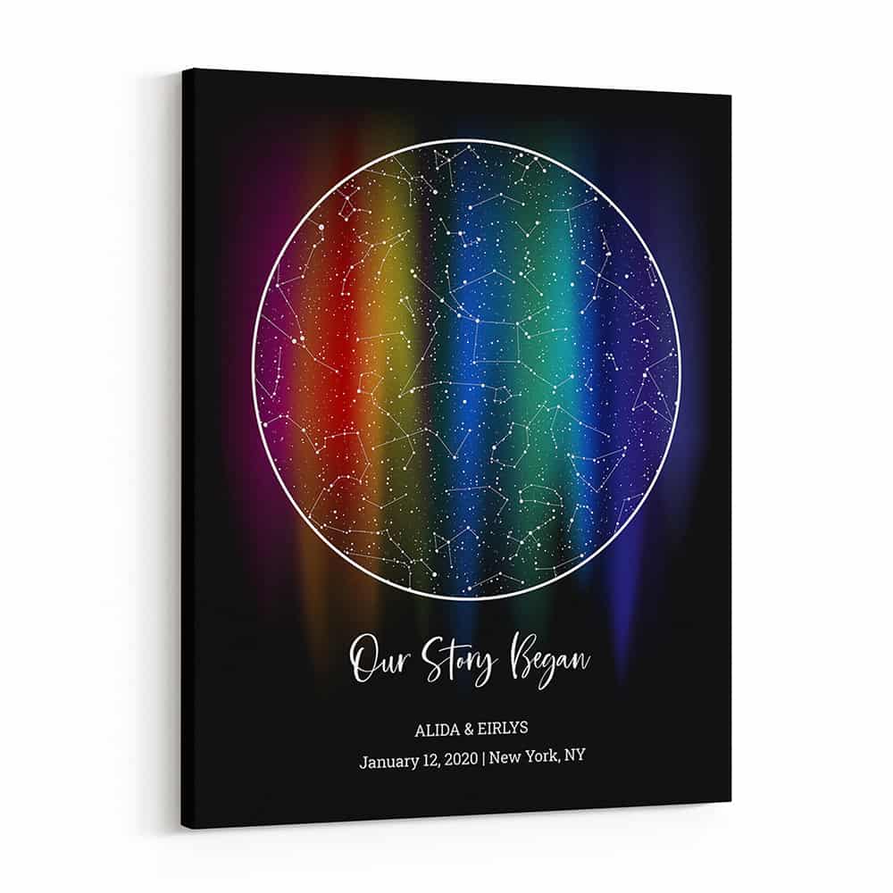 Personalized Star Map LGBTQ Rainbow Canvas Print - Custom Star Map by Date - Image 6