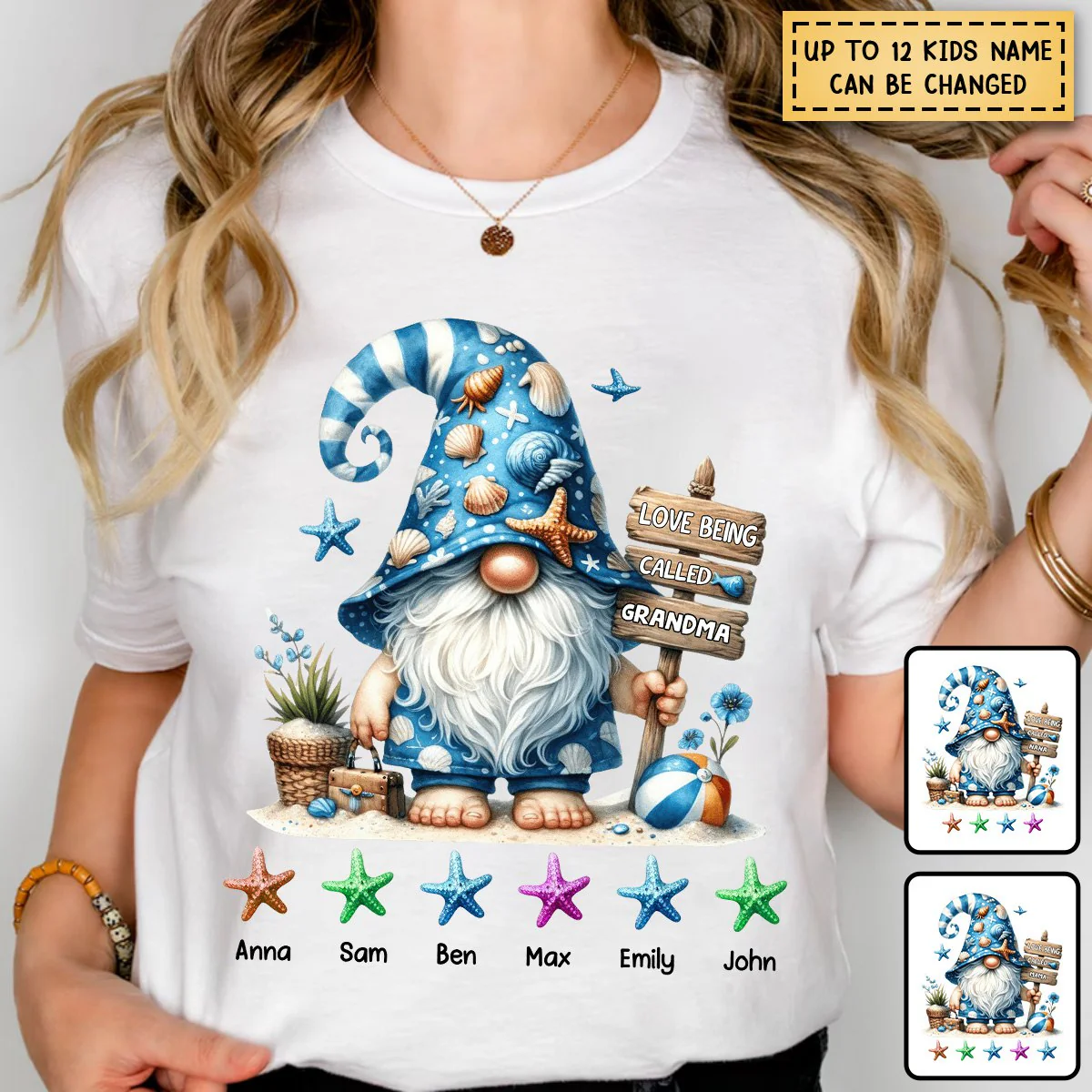 Personalized Starfish Summer Grandma Pure Cotton T-Shirt - Image 3