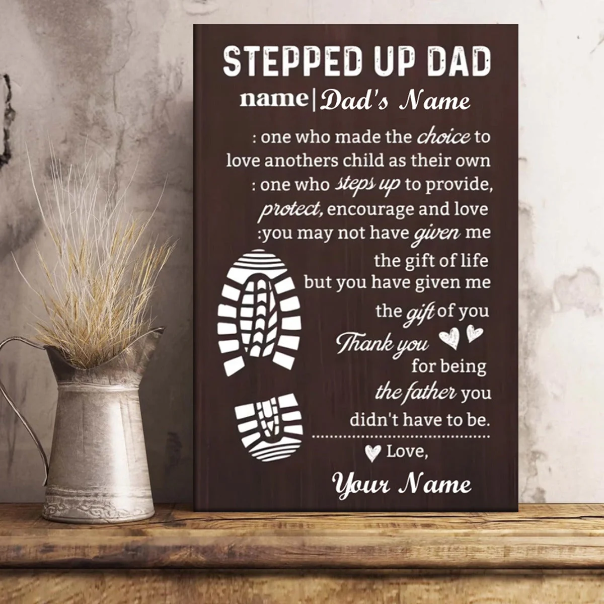Personalized "Stepped Up Dad" Canvas - Customizable Names - Image 3