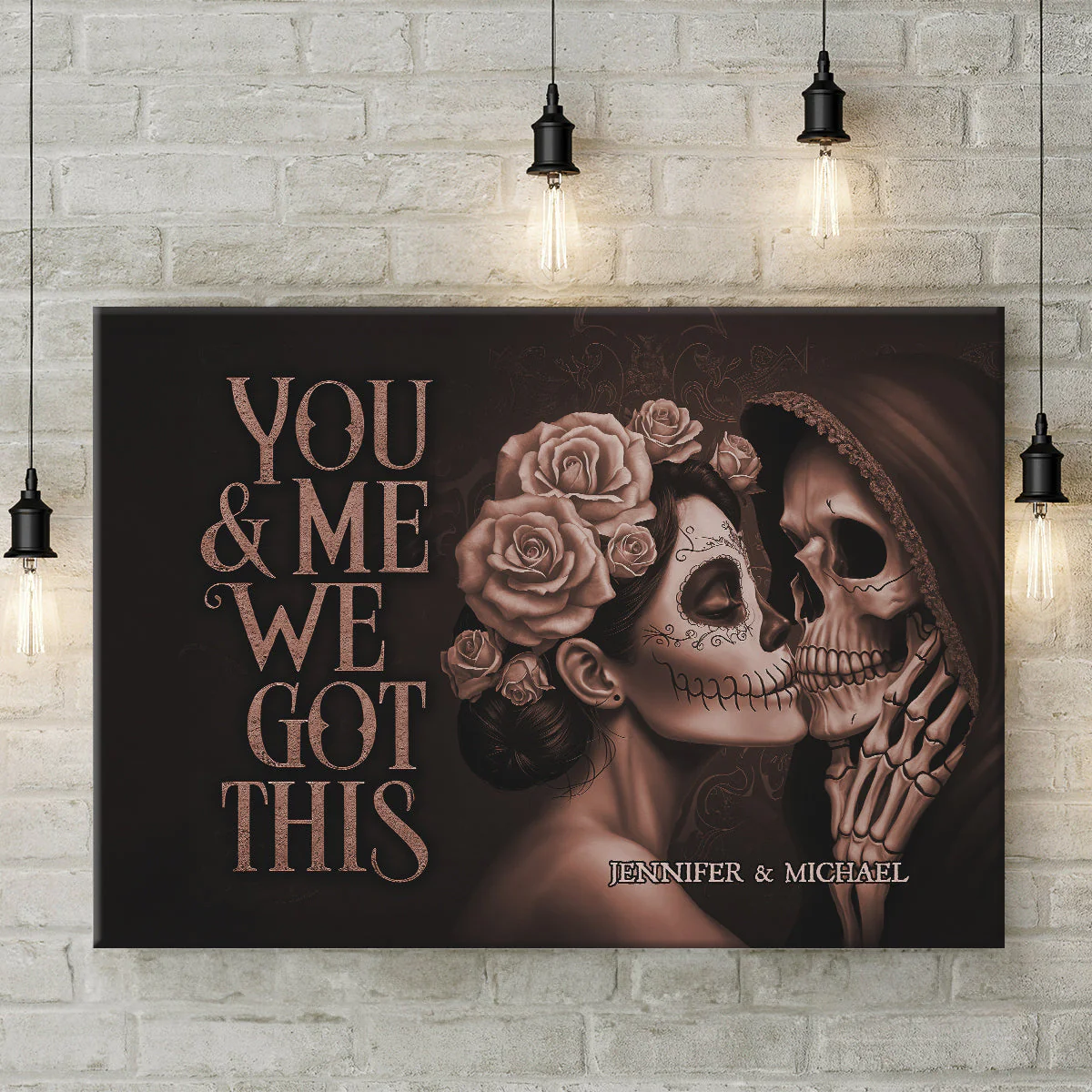 Personalized Sugar Skull Couple I Choose You Canvas Poster - Image 6