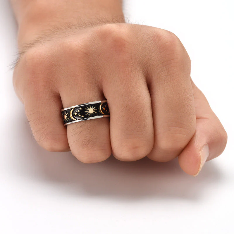 Personalized Sun Moon Star Ring For Couple, BBF, Engraved Vintage Rings - Image 2