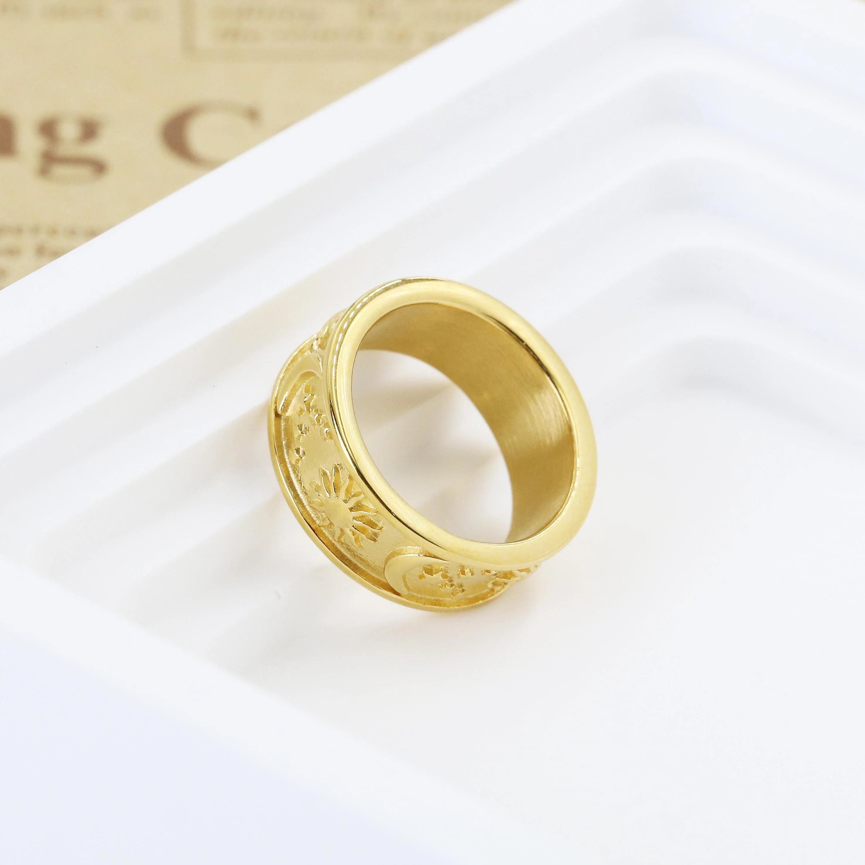 Personalized Sun Moon Star Ring For Couple, BBF, Engraved Vintage Rings - Image 4