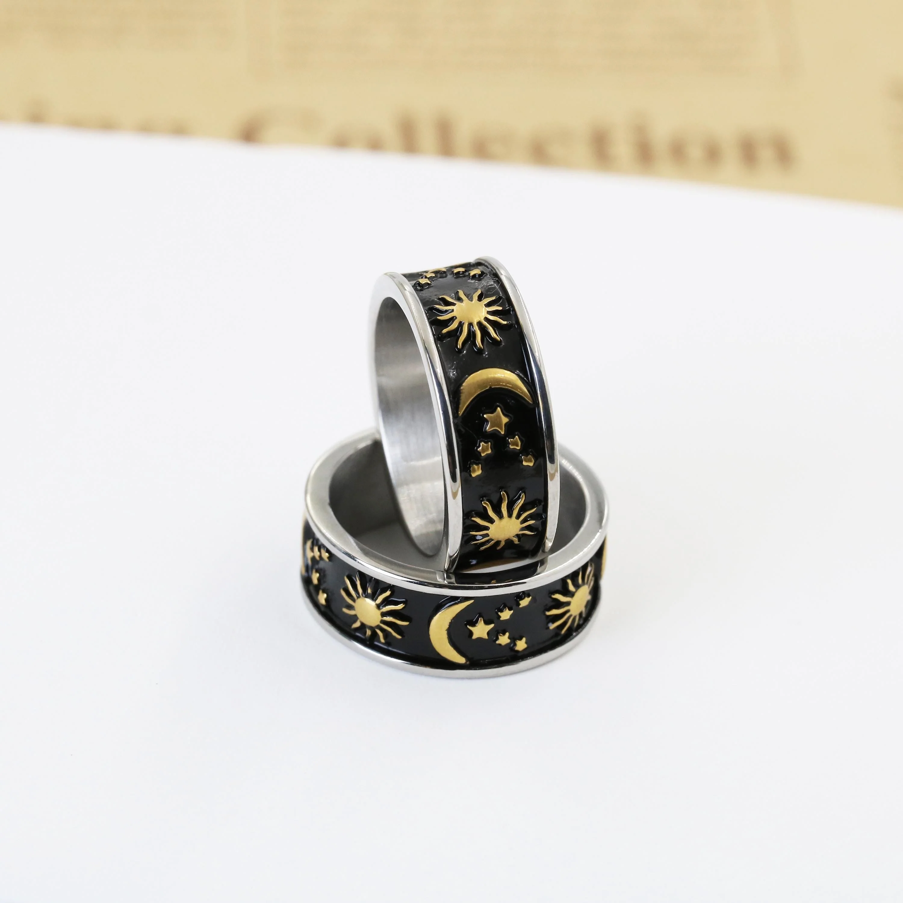 Personalized Sun Moon Star Ring For Couple, BBF, Engraved Vintage Rings - Image 6