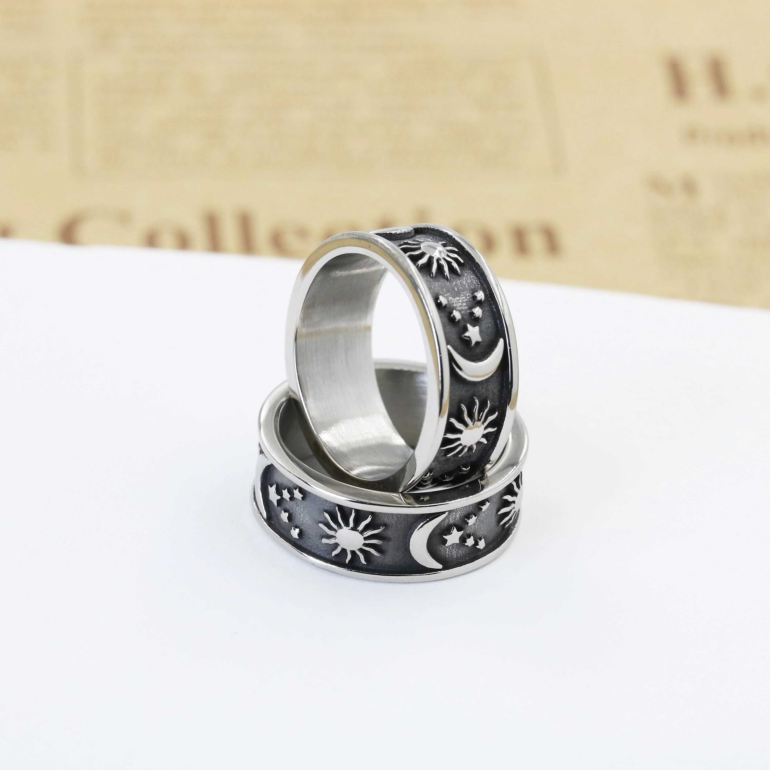 Personalized Sun Moon Star Ring For Couple, BBF, Engraved Vintage Rings - Image 8