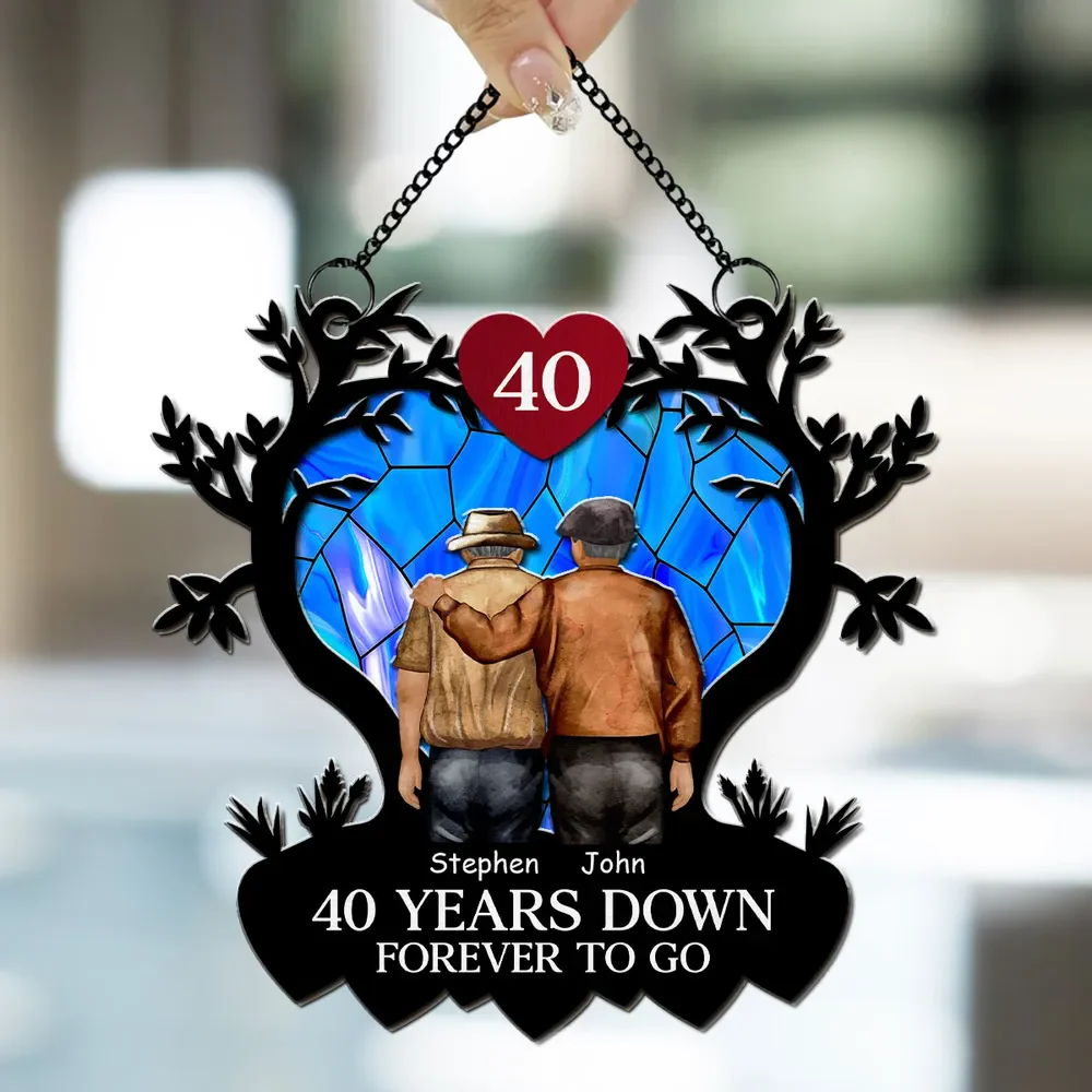 Personalized Suncatcher Ornament - Many Years Down Forever To Go - Gift For Couple, Bestie - Image 2