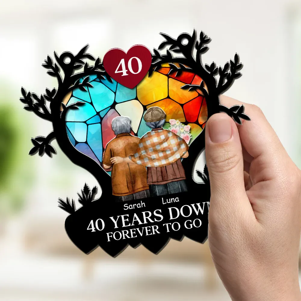 Personalized Suncatcher Ornament - Many Years Down Forever To Go - Gift For Couple, Bestie - Image 5