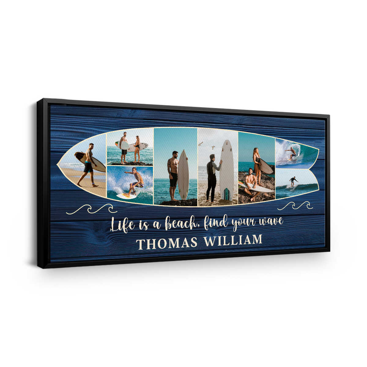 Personalized Surfboard Photo Canvas, Custom Surf Trip Pictures Collage, Surfer Gift, Summer Decor - Image 2