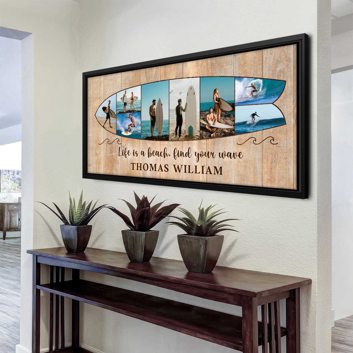 Personalized Surfboard Photo Canvas, Custom Surf Trip Pictures Collage, Surfer Gift, Summer Decor - Image 4