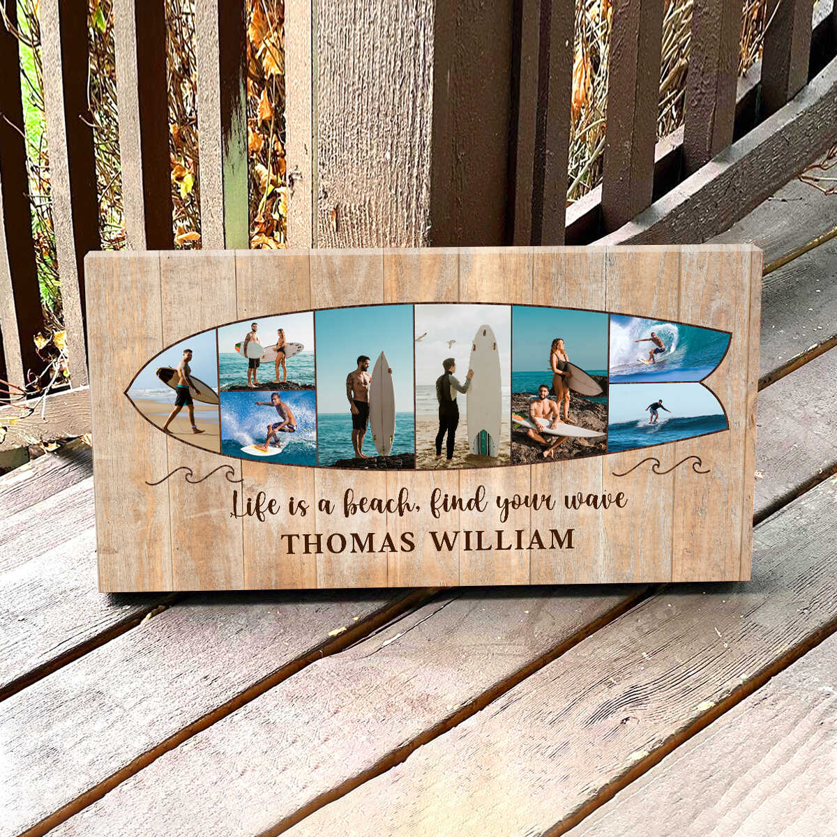 Personalized Surfboard Photo Canvas, Custom Surf Trip Pictures Collage, Surfer Gift, Summer Decor - Image 5