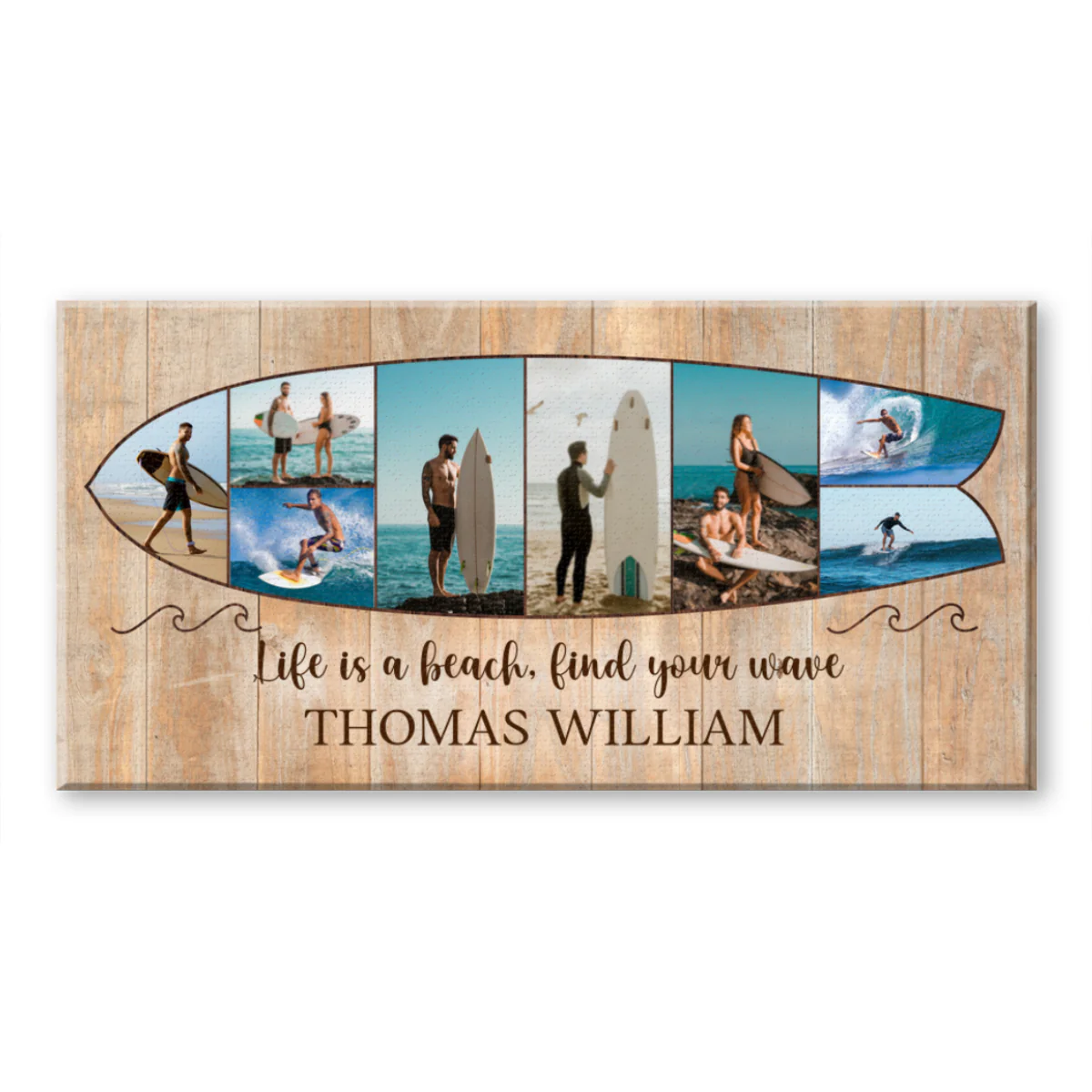 Personalized Surfboard Photo Canvas, Custom Surf Trip Pictures Collage, Surfer Gift, Summer Decor - Image 6