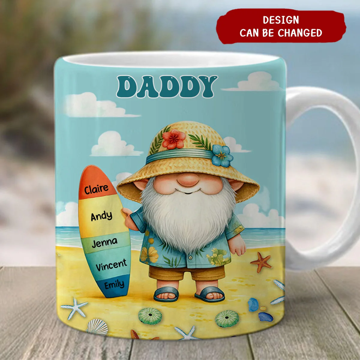 Personalized Surfboard Summer With Grandkids Name White Mug - Image 2