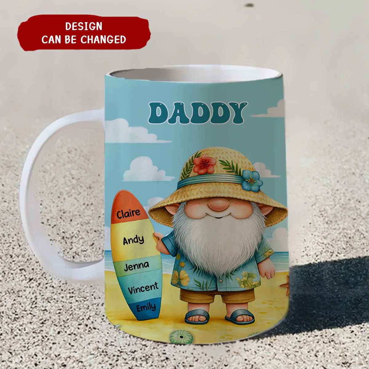 Personalized Surfboard Summer With Grandkids Name White Mug - Image 3