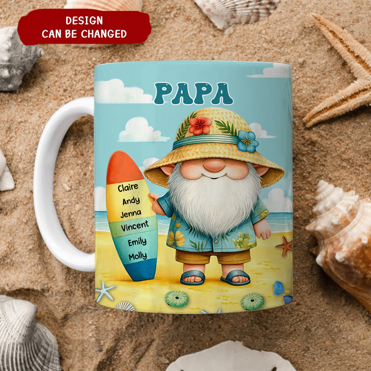 Personalized Surfboard Summer With Grandkids Name White Mug - Image 4