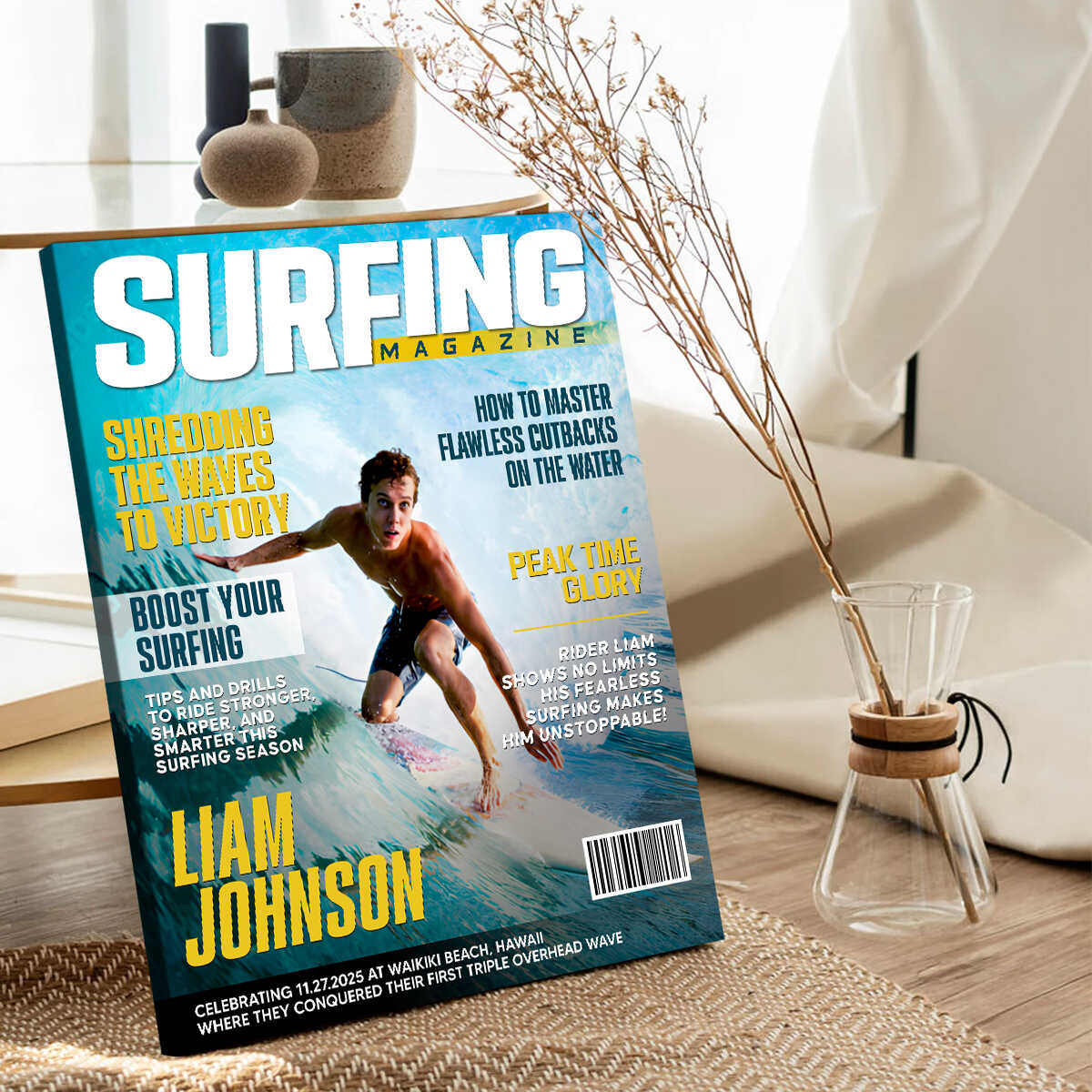 Personalized Surfing Magazine Cover Canvas Unique Gifts For Surfing Lover - Image 2