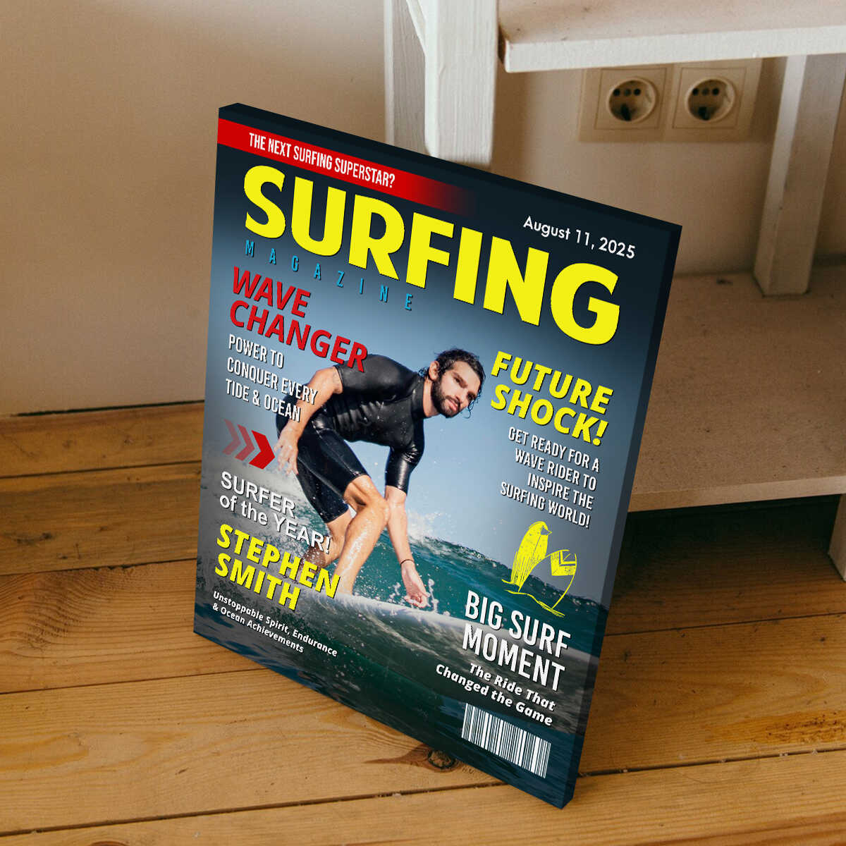 Personalized Surfing Photo Magazine Cover Canvas Gift For Surfers, Surfing Gift For Him - Image 3