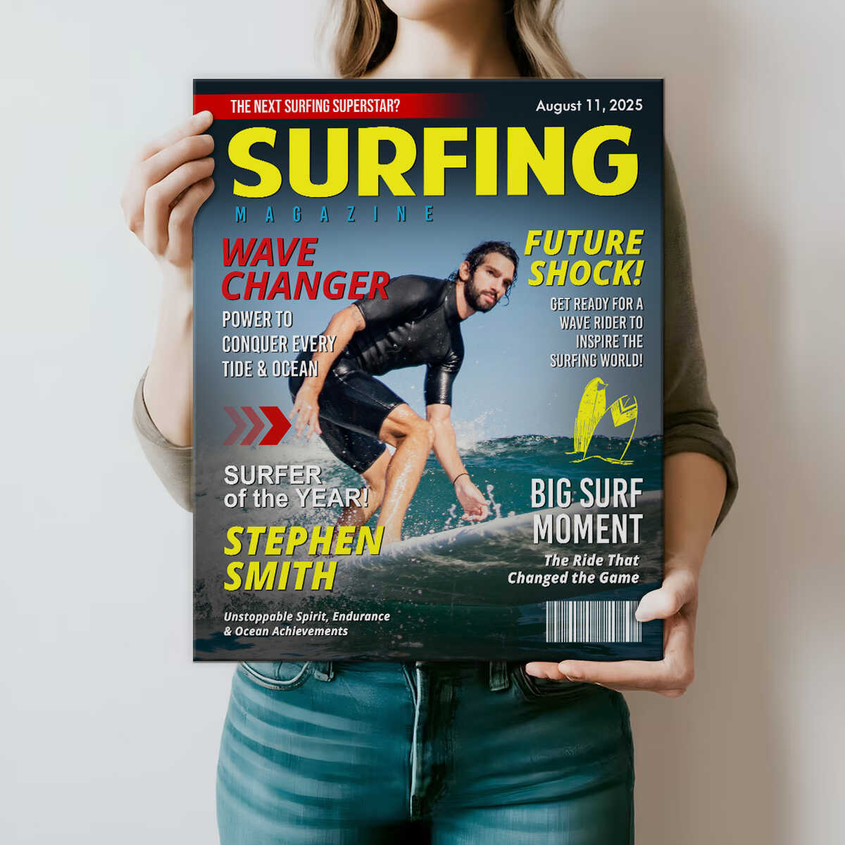 Personalized Surfing Photo Magazine Cover Canvas Gift For Surfers, Surfing Gift For Him - Image 4