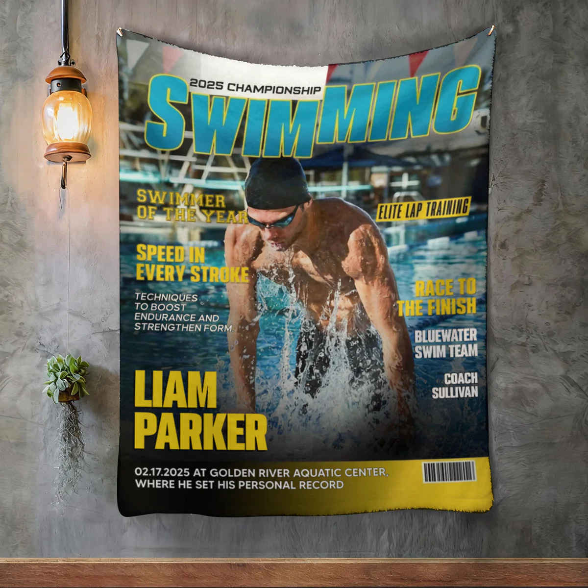 Personalized Swimming Magazine Cover Blanket, Swimming Athlete Gift, Unique Gifts For Swimmers - Image 2
