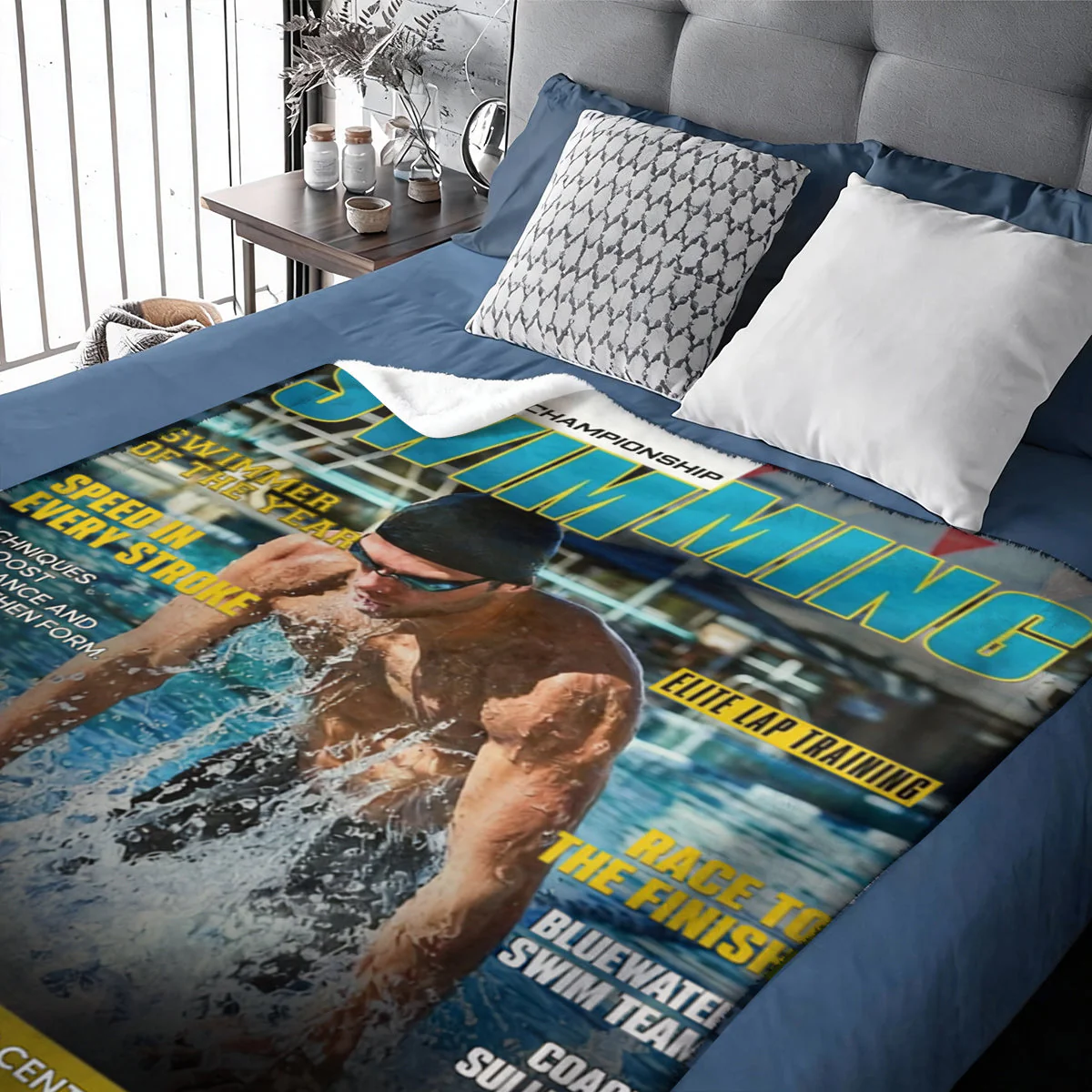 Personalized Swimming Magazine Cover Blanket, Swimming Athlete Gift, Unique Gifts For Swimmers - Image 7