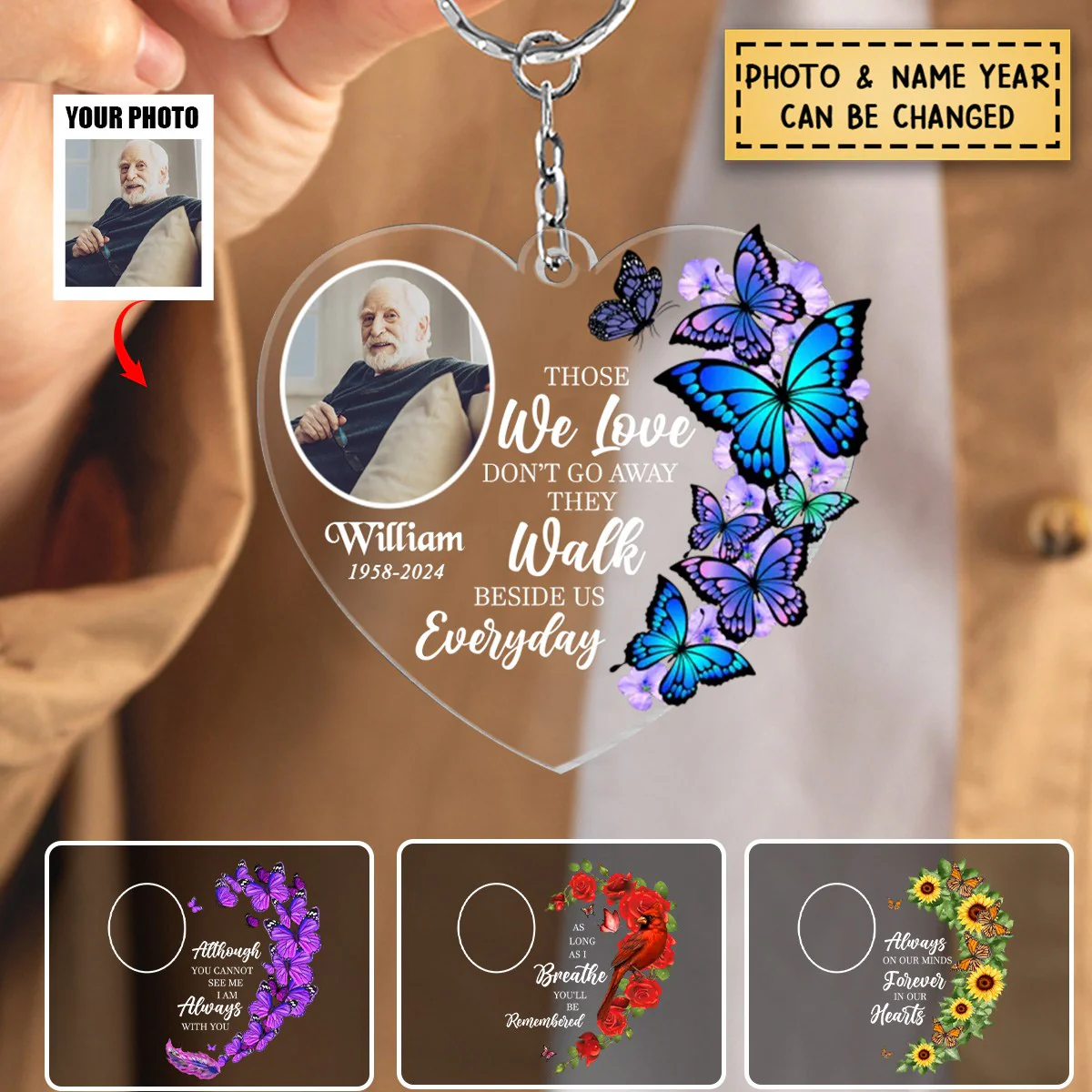 Personalized Sympathy Gift For Loss of Loved One Acrylic Keychain - Image 2