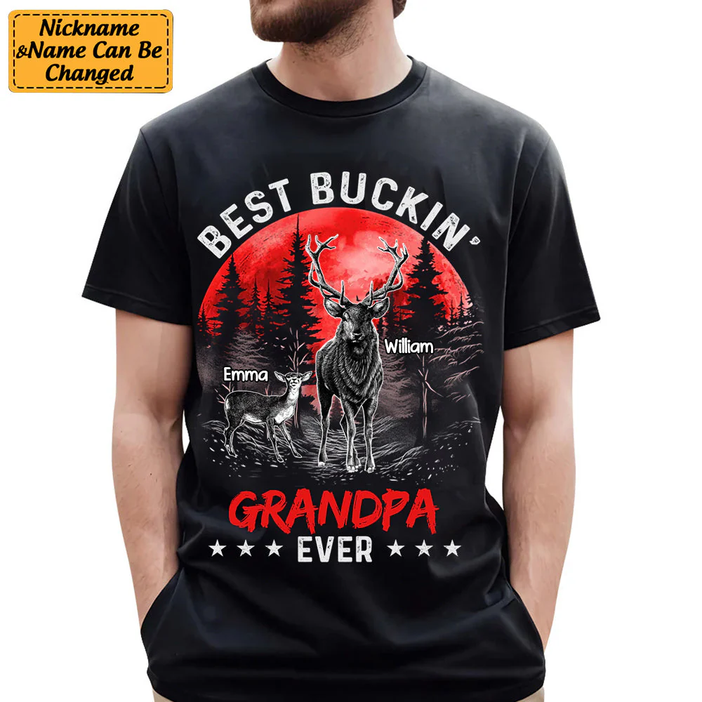Personalized T-Shirt Best Buckin' Grandpa Ever, Gift For Father, Grandpa - Image 2