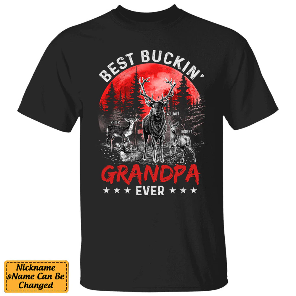 Personalized T-Shirt Best Buckin' Grandpa Ever, Gift For Father, Grandpa - Image 3