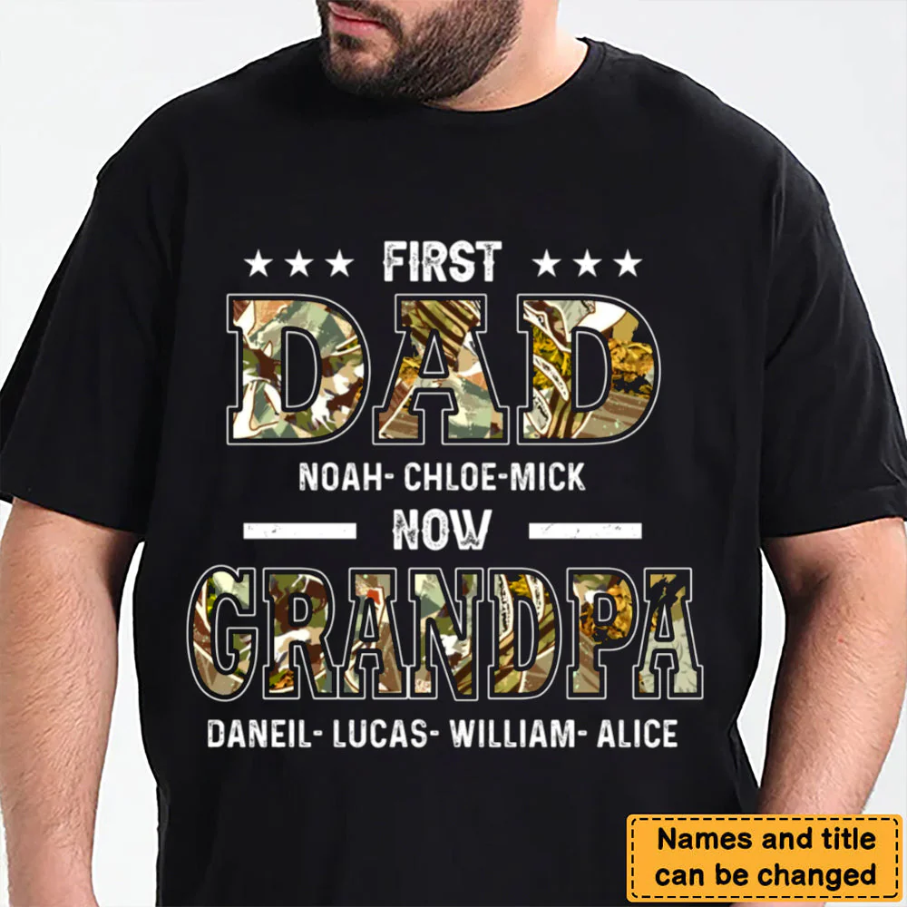 Personalized T-Shirt First Dad Now Papa Shirt, Gift For Father, Grandpa - Image 2