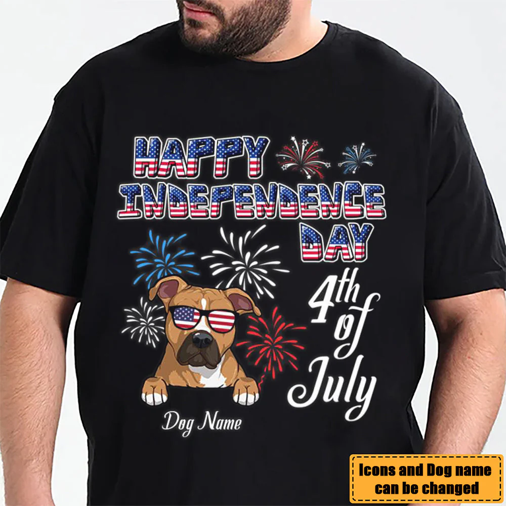 Personalized T-Shirt Happy Independence Day With Dog - Image 2