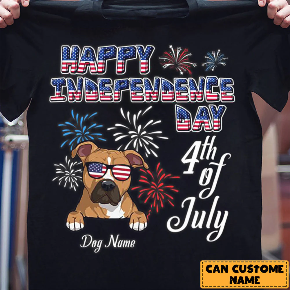 Personalized T-Shirt Happy Independence Day With Dog - Image 3
