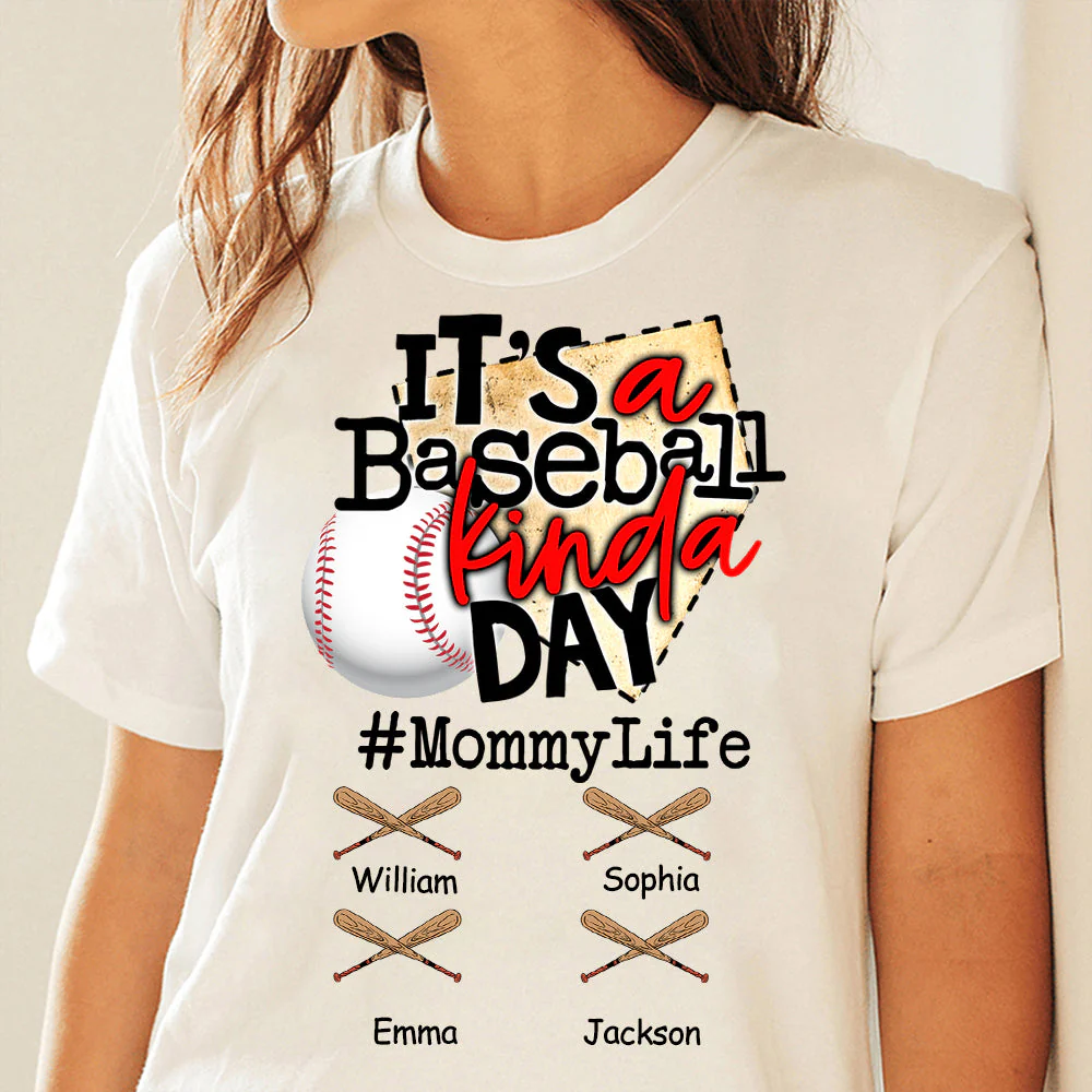 Personalized T-Shirt Mom Life It's A Baseball Kinda Day, Gift For Mom, Grandma - Image 2