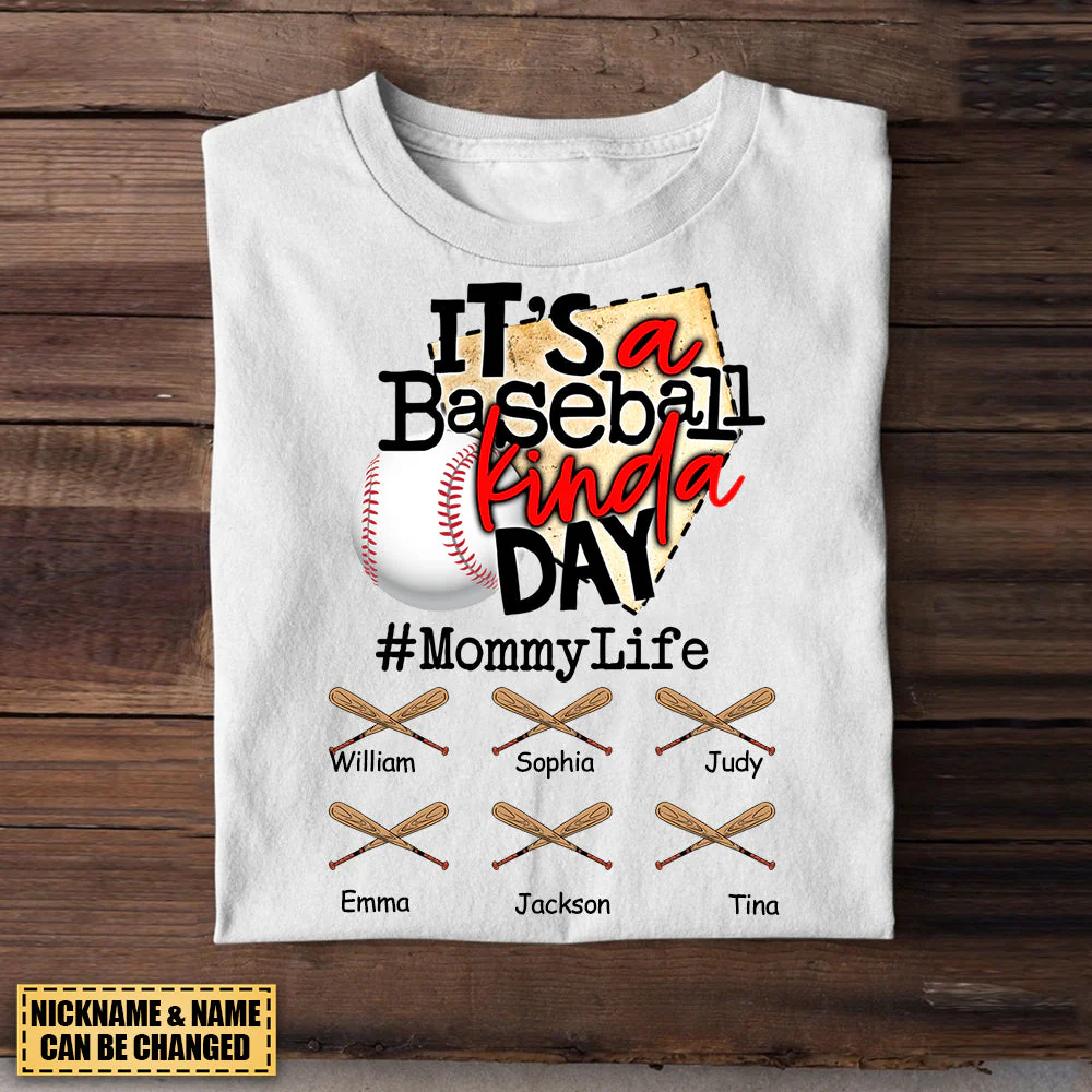 Personalized T-Shirt Mom Life It's A Baseball Kinda Day, Gift For Mom, Grandma - Image 3