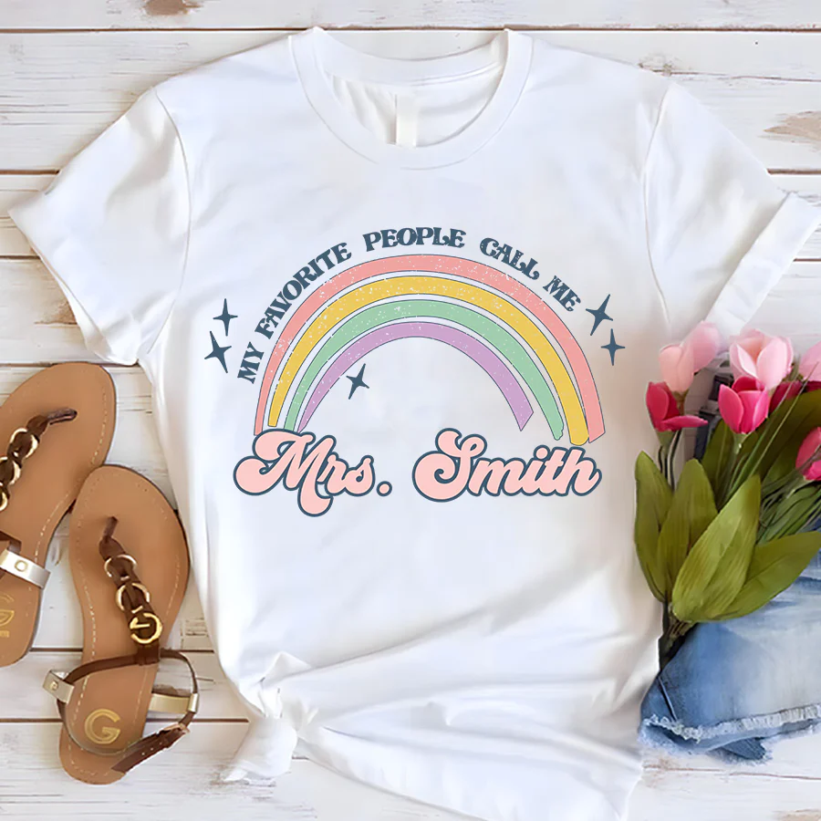 Personalized Teach Them Love Them Watch Them Grow Teacher T-Shirt - Image 2