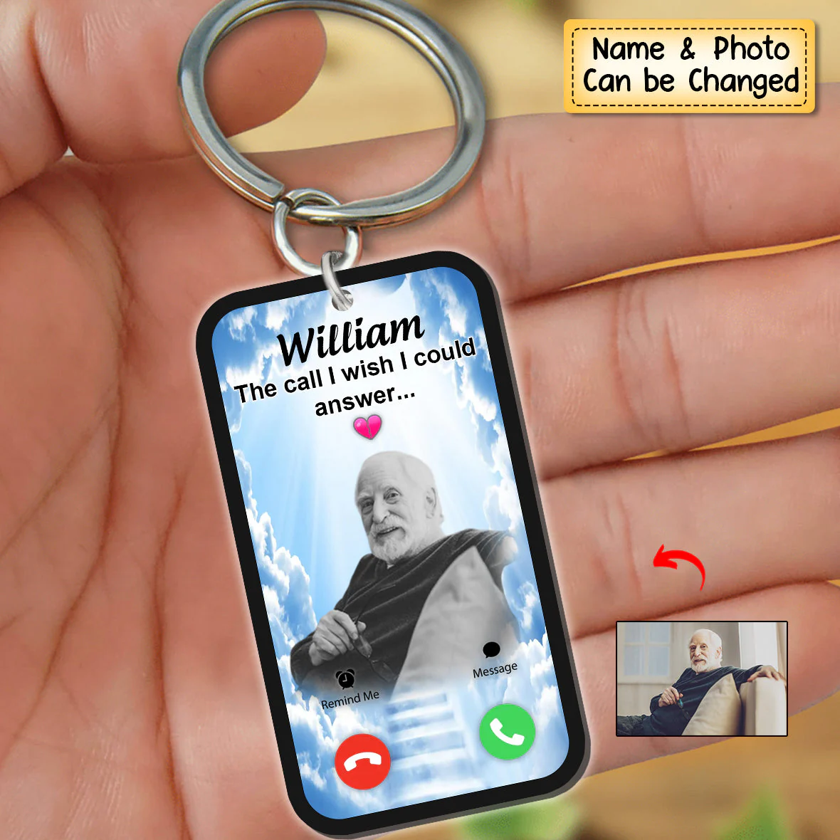 Personalized The Call I Wish I Could Answer Heaven Memorial Keychain - Image 3