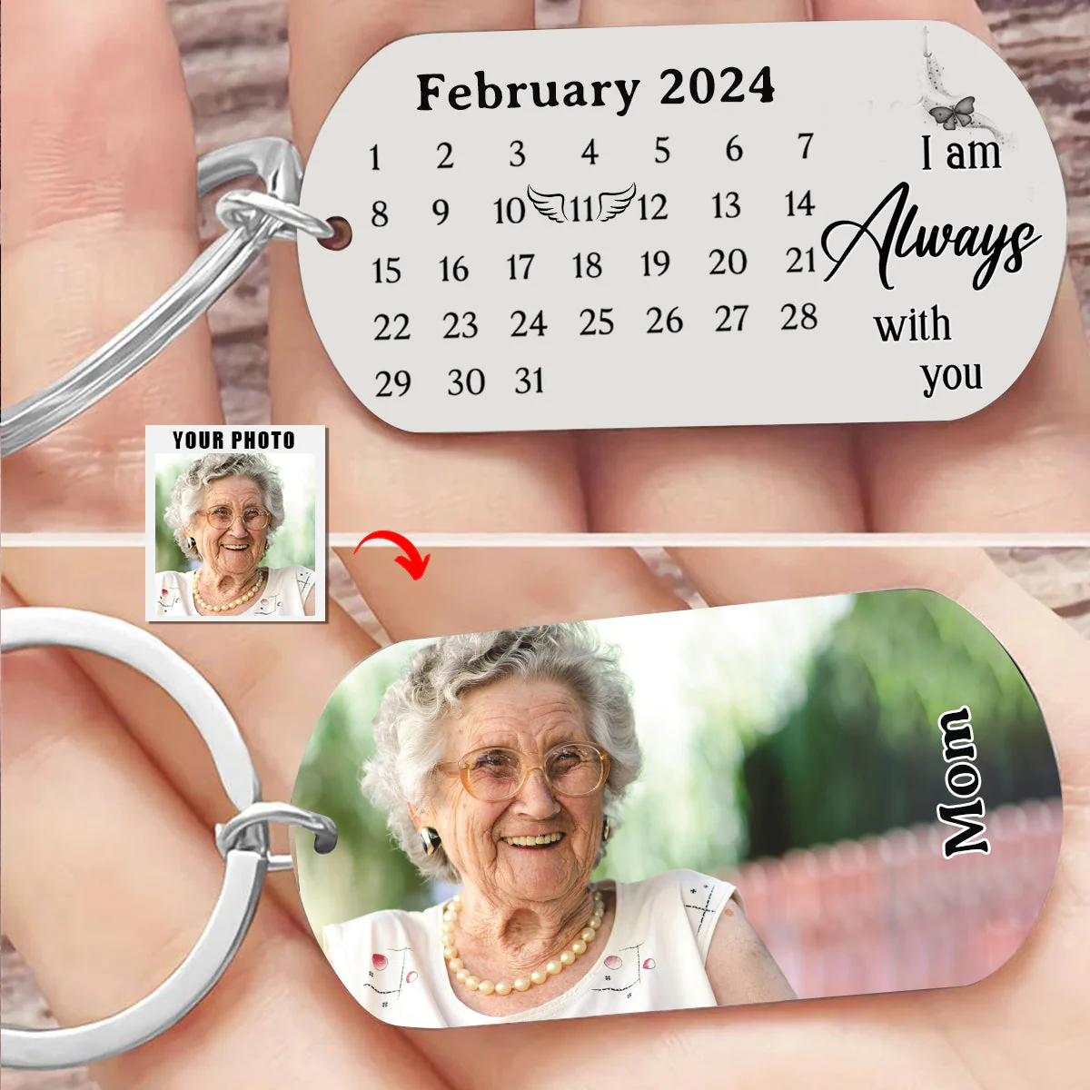 Personalized The day you Left Memorial Stainless Steel Keychain - Image 2