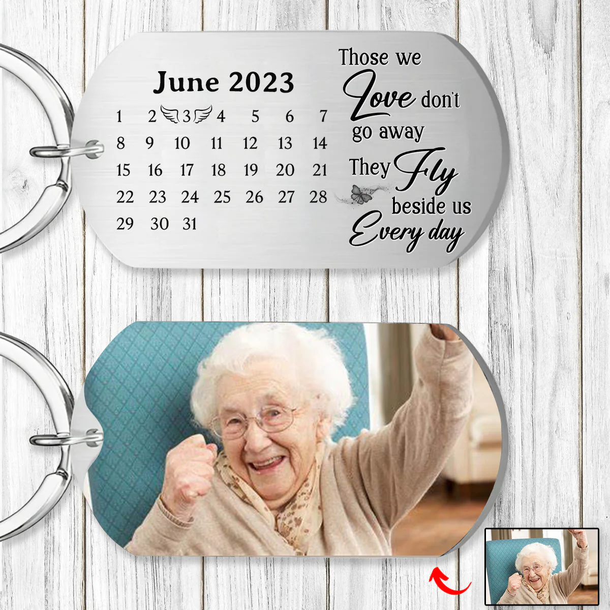 Personalized The day you Left Memorial Stainless Steel Keychain - Image 3