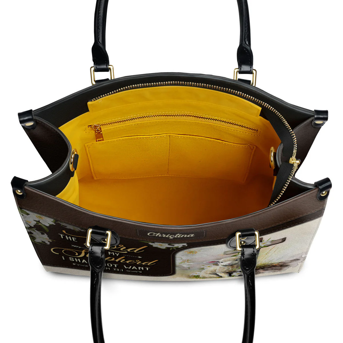 Personalized The Lord Is My Shepherd-Bible Verse Leather Bag - Image 5