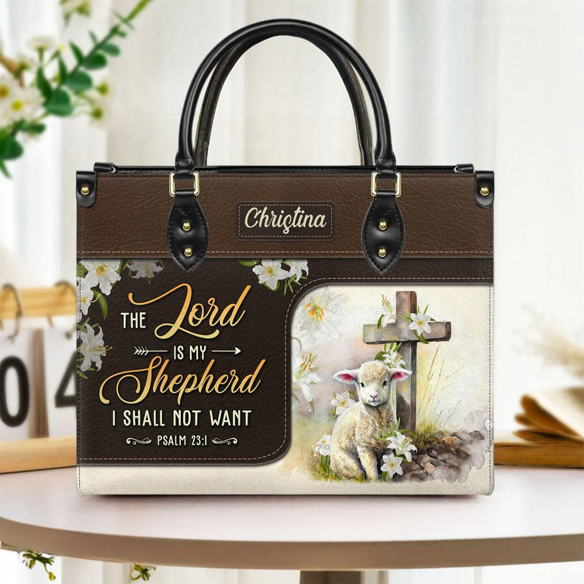 Personalized The Lord Is My Shepherd-Bible Verse Leather Bag - Image 7
