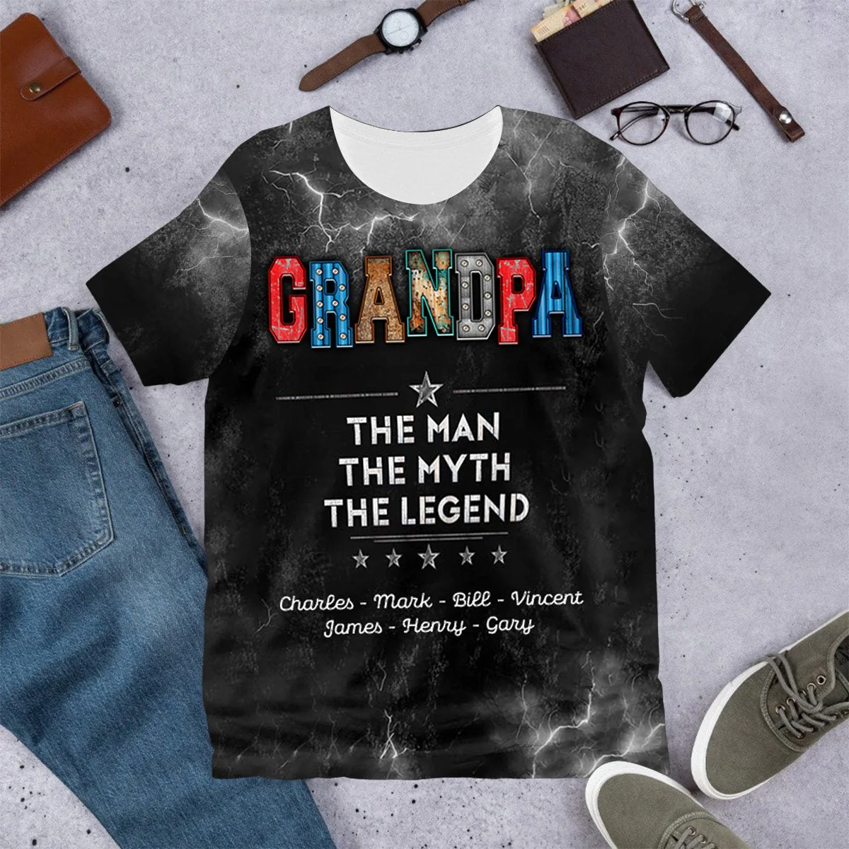 Personalized The Man The Myth The Legend All-over Print T Shirt Gift For Grandpa - Image 10
