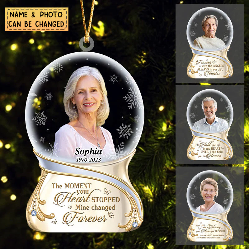 Personalized The moment your heart stopped Mine changed forever Memorial Christmas Ornament - Image 2