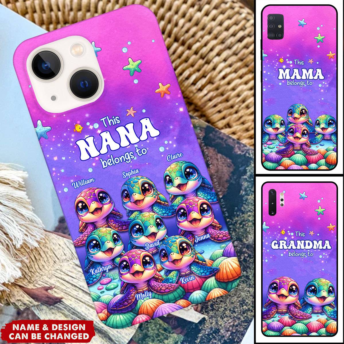 Personalized This Grandma belongs to Colorful Turtle Phone Case - Image 2