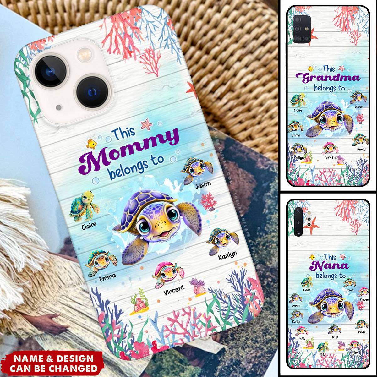 Personalized This Grandma belongs to Cute Ocean Turtles Phone Case - Image 3