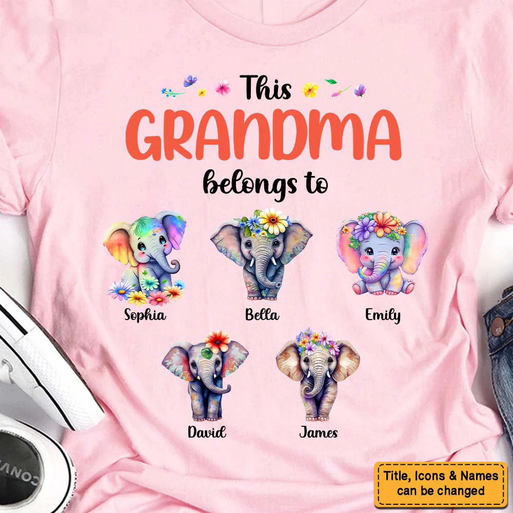Personalized This Grandma Belongs To Elephant T-Shirt - Image 2