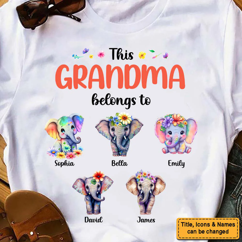 Personalized This Grandma Belongs To Elephant T-Shirt - Image 4
