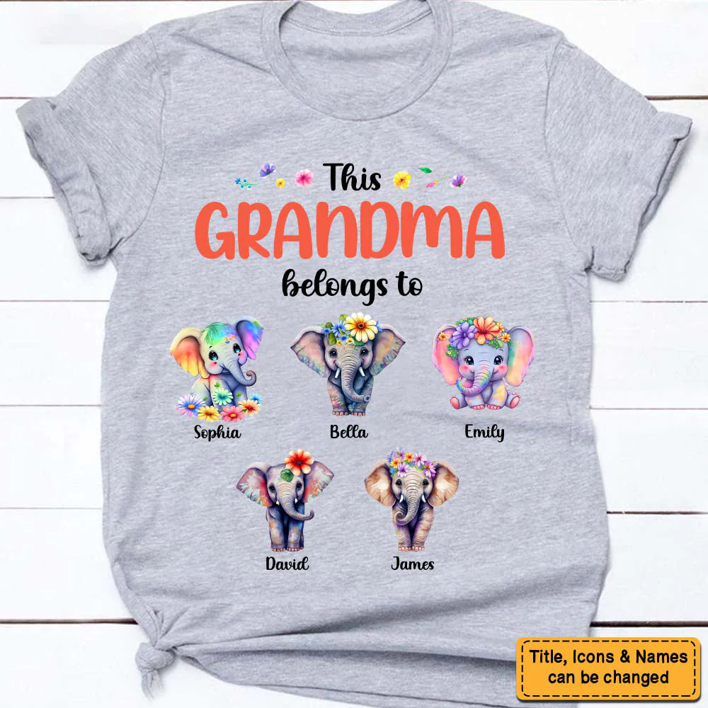 Personalized This Grandma Belongs To Elephant T-Shirt - Image 5