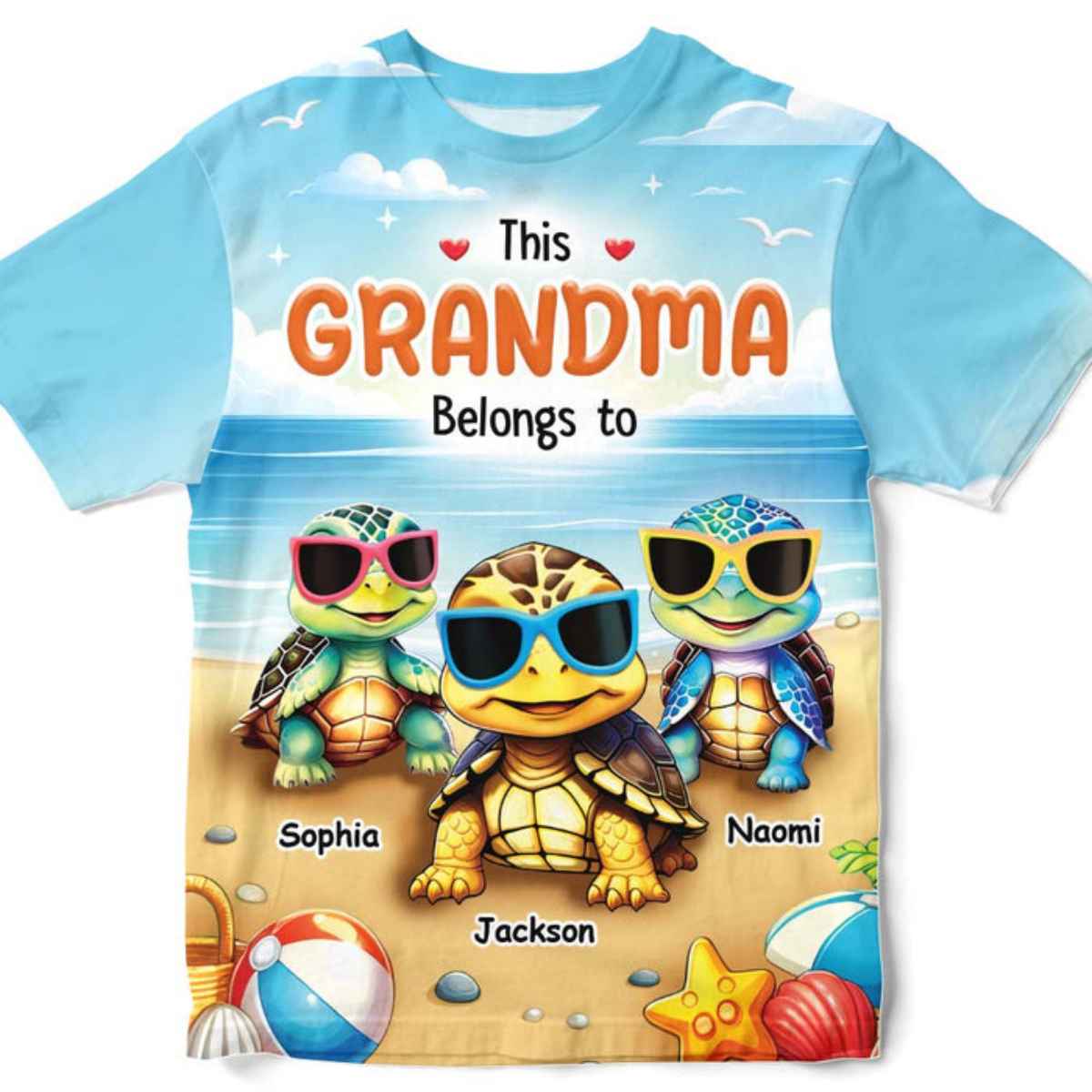 Personalized This Grandma Belongs To Kids Turtle Beach T-shirt - Image 5