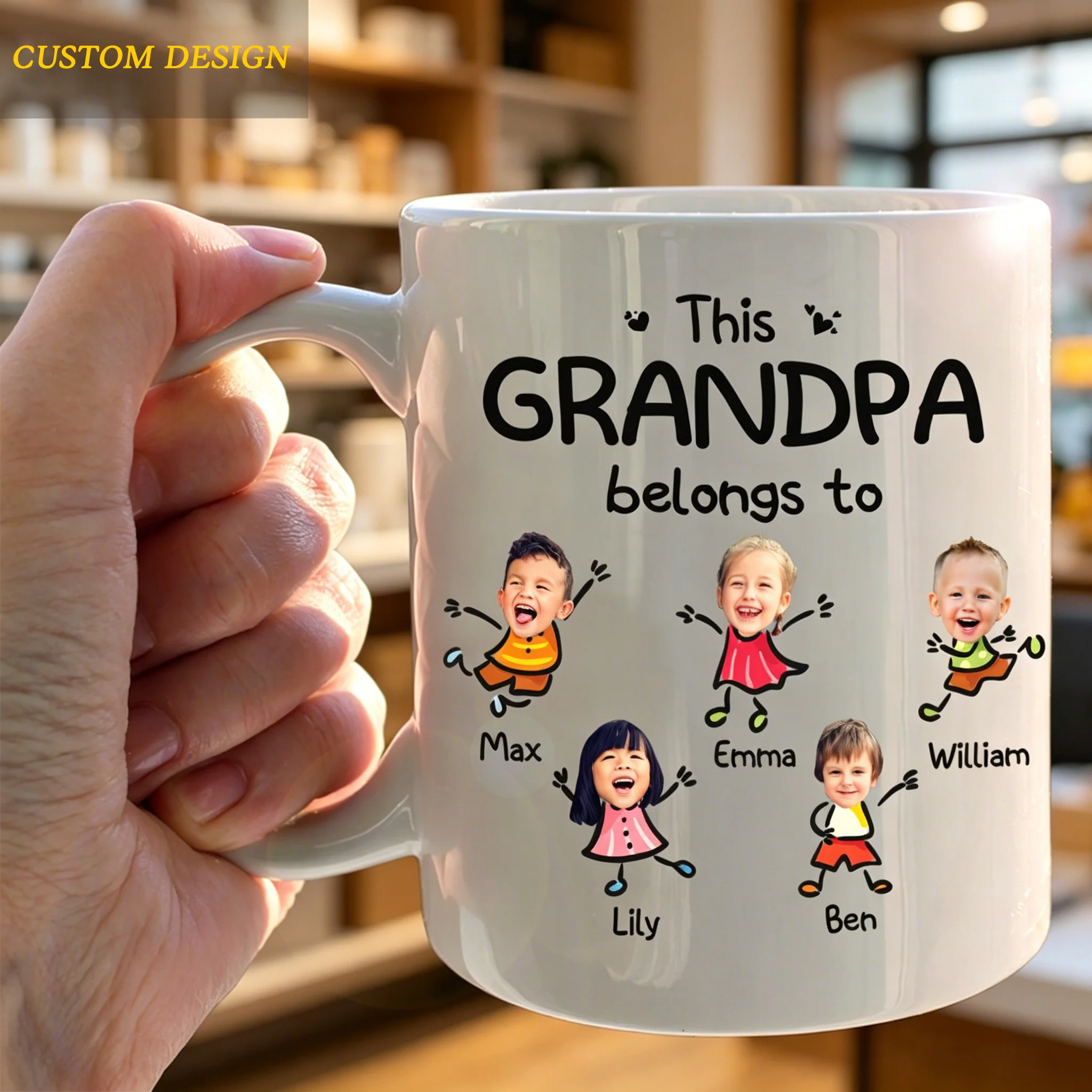 Personalized "This Grandpa Belongs To" Ceramic Mug – Father's Day Gift For Grandpa - Image 2